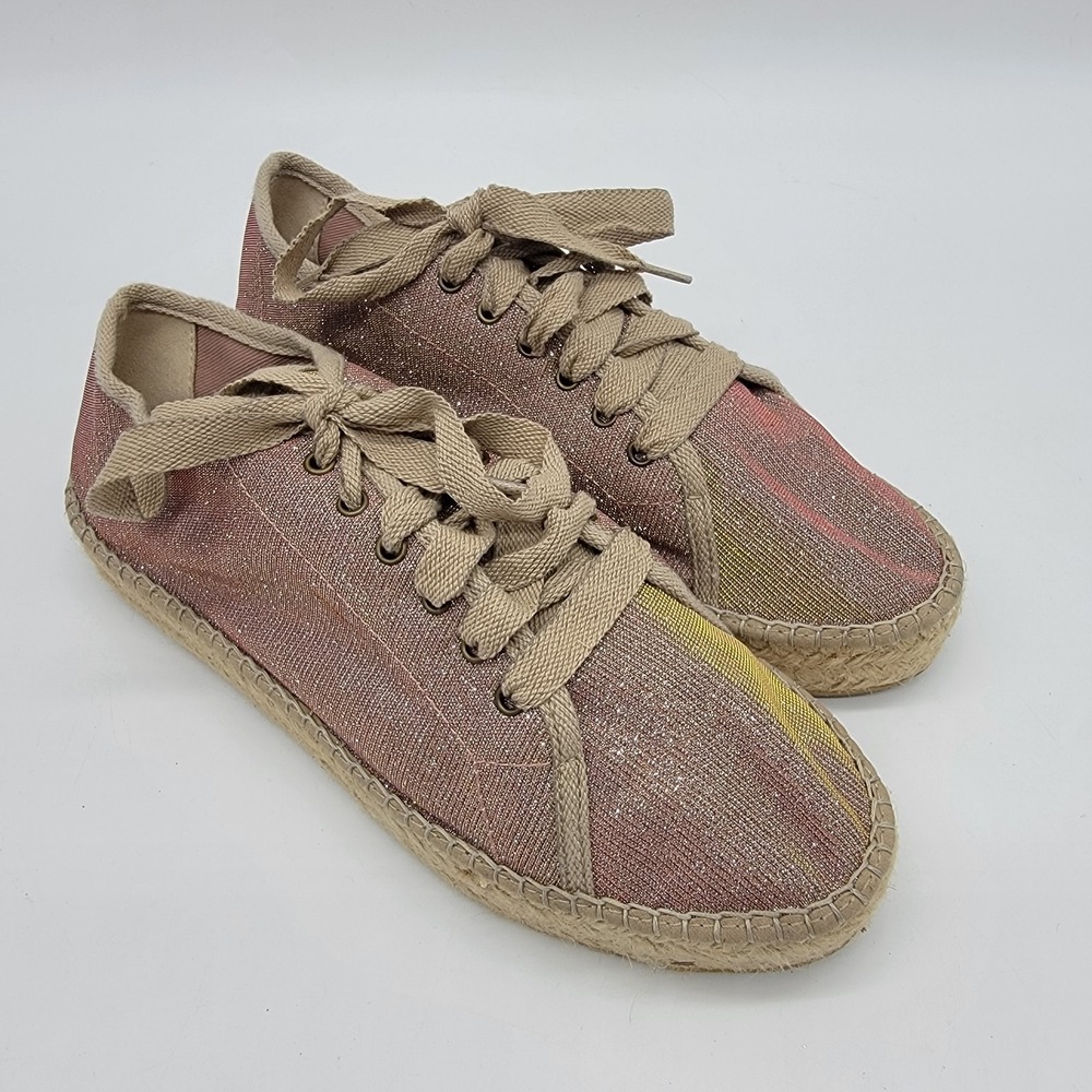 Toni Pons Espadrilles Women's Shoe Size 41 US 10.5 Pink Rose Gold Lace Up